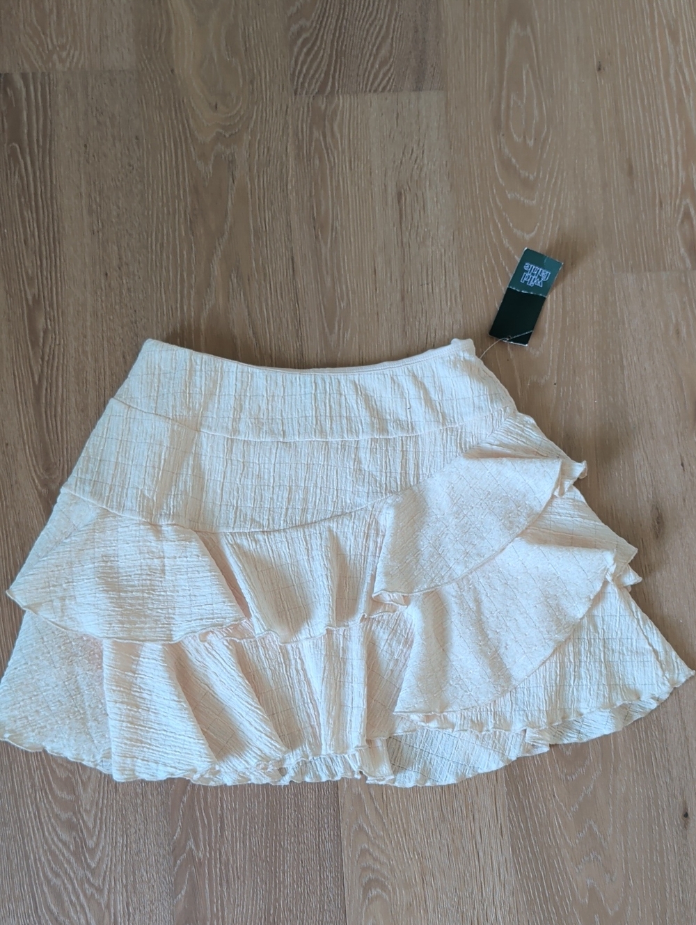 wild fable Cream Ruffled Tiered Mini Skirt